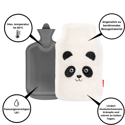 Wärmflasche Panda SOXO grau 1,8 L