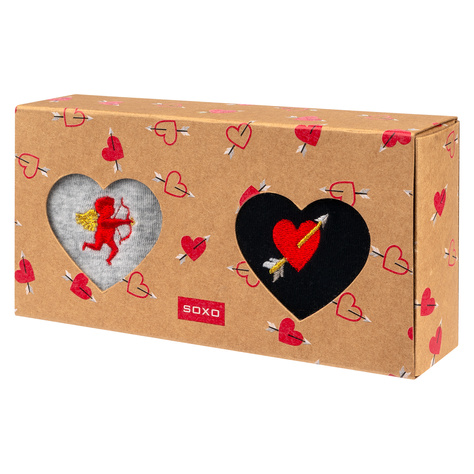 Set: Herren- und Damensocken Soxo und Valentinstag-Wärmflasche in Verpackung