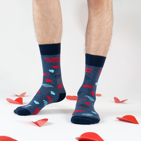 2 Paar von lustige Socken mit Wi-Fi-Motiv in einzigartiger Verpackung zum Valentinstag | Herrensocken | SOXO