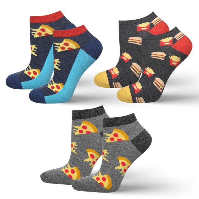 Set mit 3x bunten Kurze Herrensocken Fastfoodmotiv | SOXO