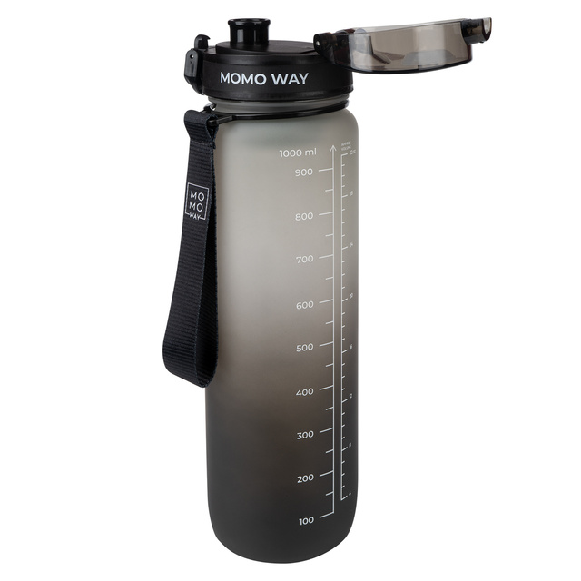 Wasserflasche mit Fruchteinsatz, grau-schwarz, für Kinder und Erwachsene | BPA free | Tritan | MOMOWAY