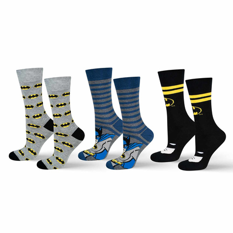 Set mit 3x Herrensocken mit Batmanmotiv | DC Comics | SOXO