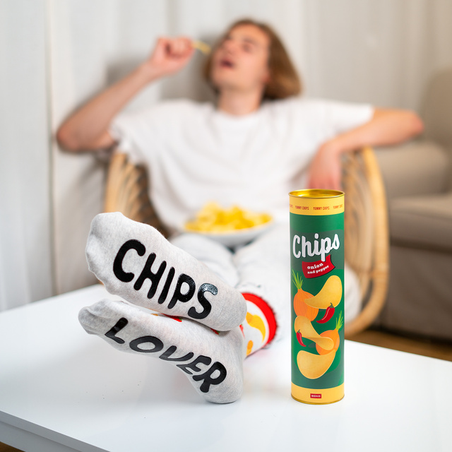  Socken mit Chips-Motiv 3er-Pack