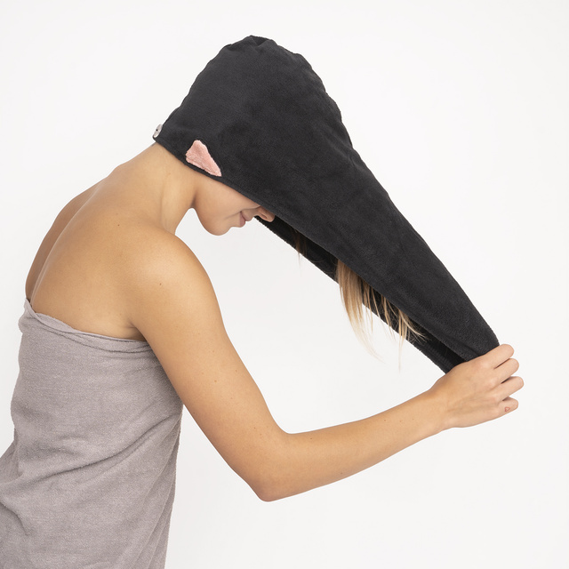 Badeturban Schwarze Katze | Handtuch | 60x25 cm | MOMO WAY