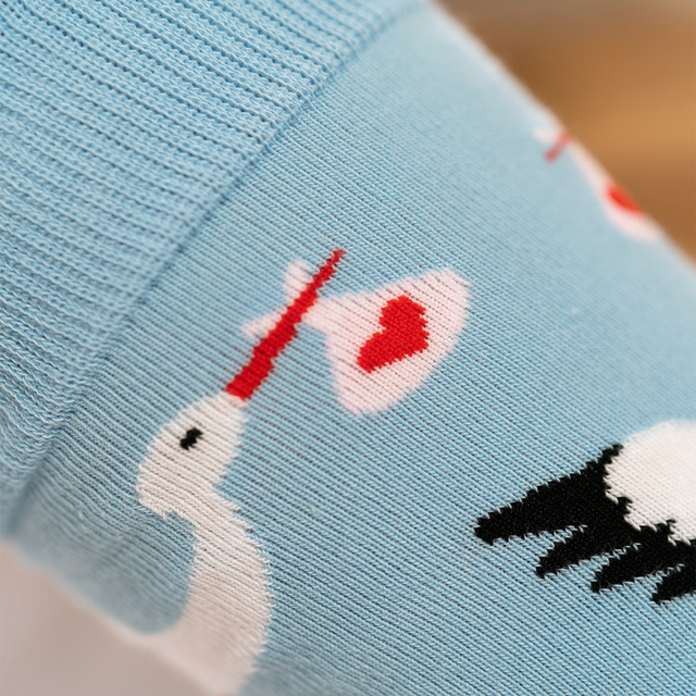 1 Paar von lustigen Socken mit Storchmotiv in einzigartiger Verpackung | Geschenk für die Hebamme | Damensocken | SOXO