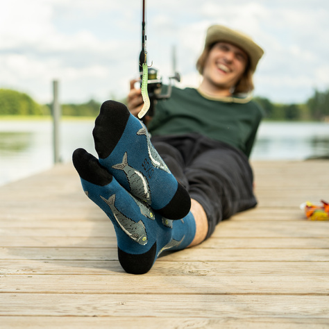 1 Paar von lustigen Socken mit Sardinenmotiv in einzigartiger Verpackung | Herrensocken | SOXO