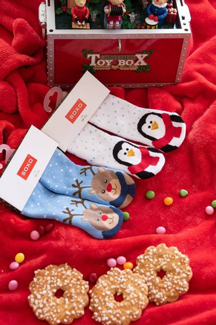 1 Paare von lustige Socken mit Weihnachts Pinguin | Babysocken | SOXO