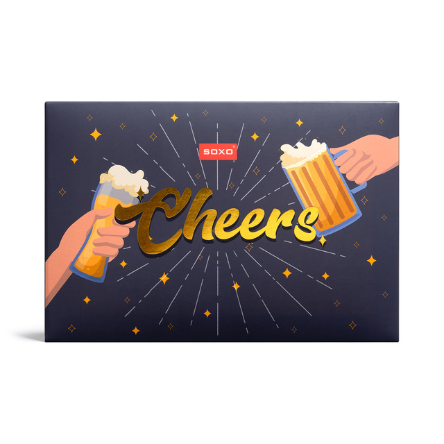 Set Socken Cheers-Motiv 2er-Pack + Flaschenöffner