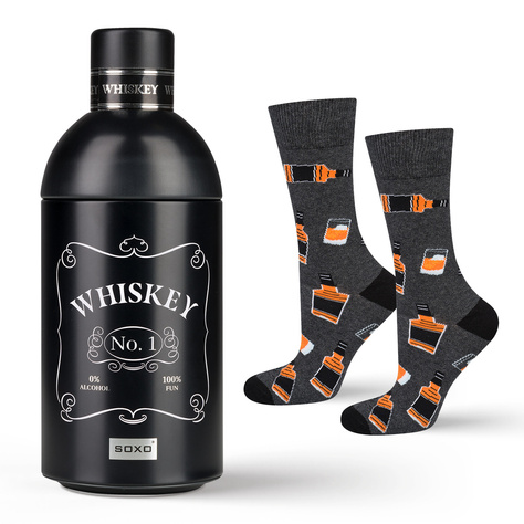 1 Paar von lustigen Socken mit Whiskymotiv einzigartiger Verpackung | Herrensocken | SOXO