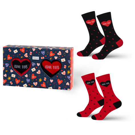 2 Paar von lustige Socken mit Herzmotiv in einzigartiger Verpackung zum Valentinstag | Herrensocken | SOXO