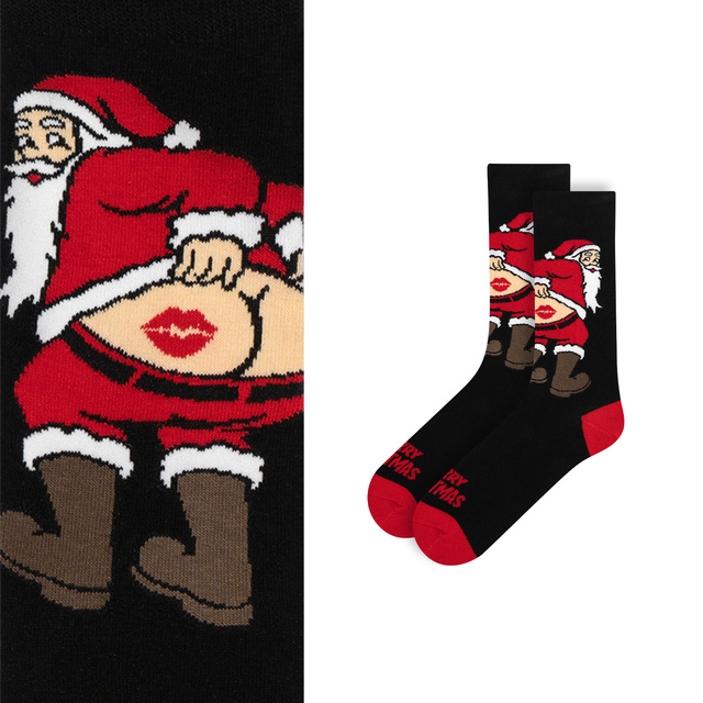 Socken mit Frechem Weihnachtsmann Po-Motiv