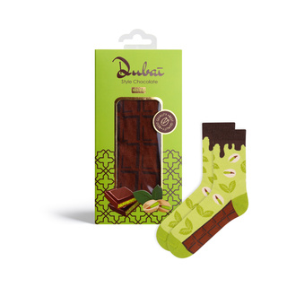 Socken mit Dubai-Schokolade-Motiv