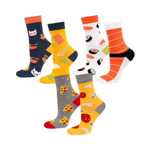 Bunte Set 3x Damen Socken SOXO nicht übereinstimmende Lustige Pizza
