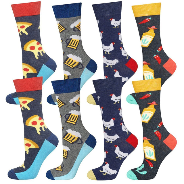 Bunte Set 4x Herrensocken SOXO GOOD STUFF Lustige Geschenk Pizza
