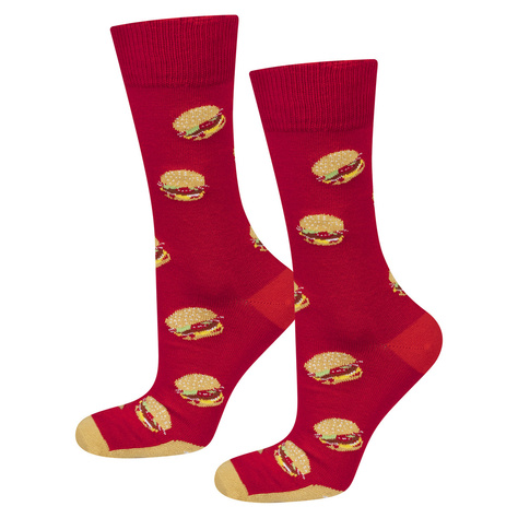 Damensocken | Herren SOXO | Hamburger im Karton | fröhliche Geschenkidee | lustige Socken für sie | für Ihn Unisex