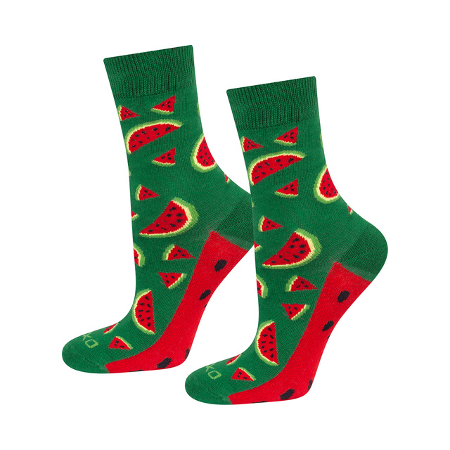 1 Paar von lustigen Socken mit Wassermelonemotiv in einzigartiger Verpackung | Damensocken | SOXO