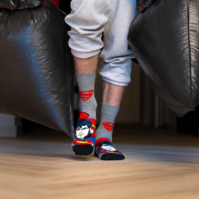 Set mit 3x lustigen Herrensocken Batman + Superman DC COMICS  | SOXO 