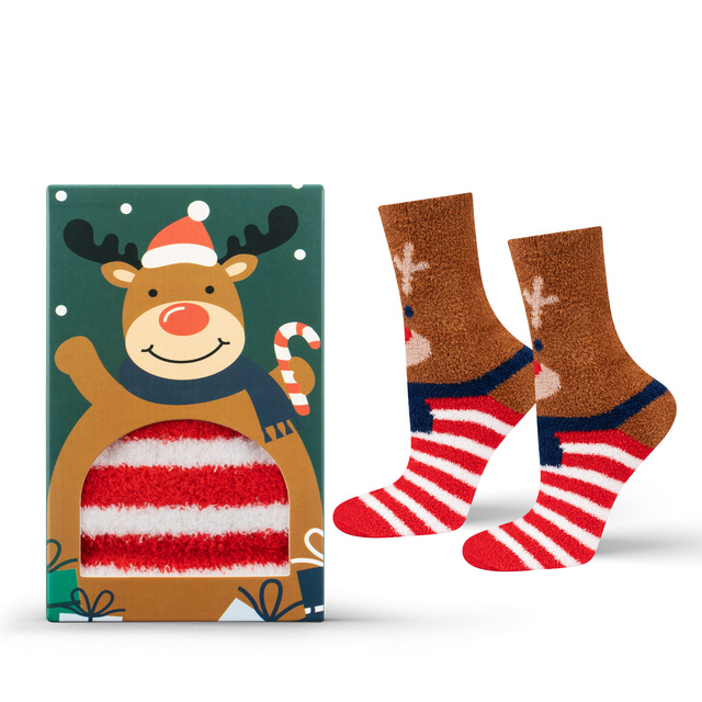 1 Paar von lustige Socken mit Weihnachtsrentier | Damensocken | SOXO