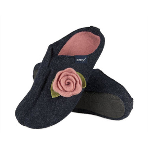 OUTLET Damen Filz Hausschuhe SOXO mit Blume und einer harten Sohle TPR