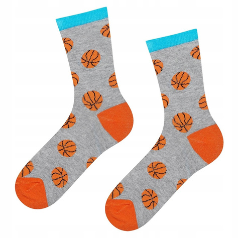 Grau Kinder Socken SOXO GOOD STUFF mit Basketball Ball