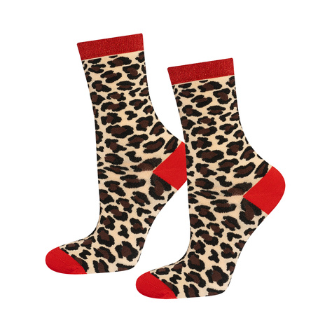 3 Paar von lustige Socken mit Leopard Motiv in einzigartiger Verpackung | Damensocken | SOXO