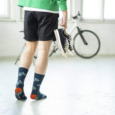 Set mit 2x bunten Herrensocken Pizzamotiv + Fahrradmotiv | SOXO