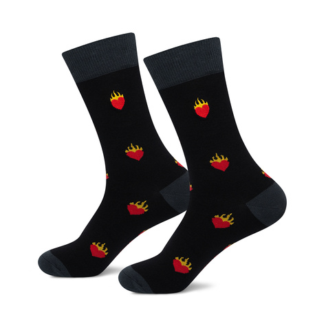 2 Paar von lustige Socken mit Feuer-motiv in einzigartiger Verpackung zum Valentinstag | Herrensocken | SOXO