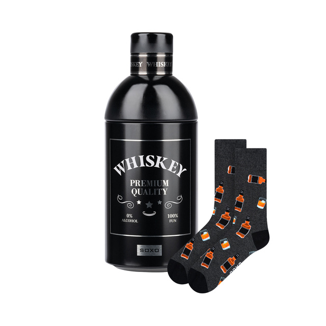 Socken mit Whiskey-Motiv in Flaschenverpackung