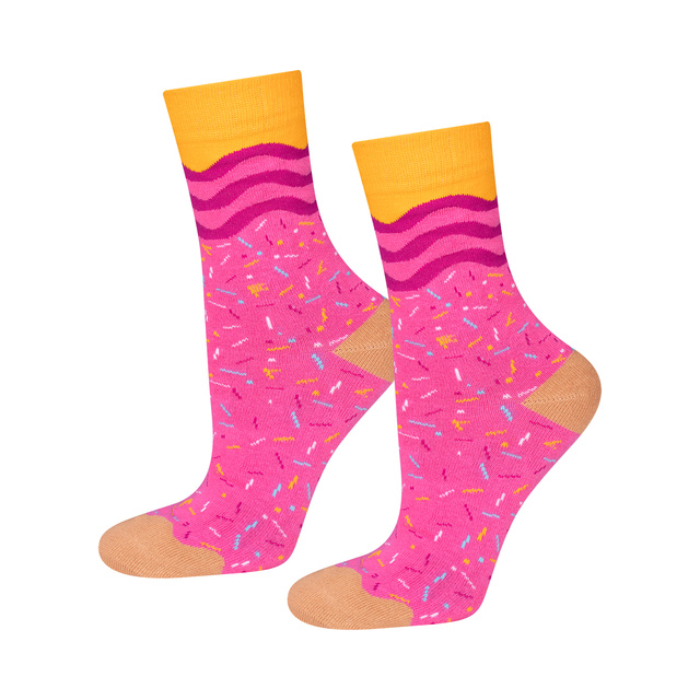 2 Paar von lustigen Socken mit Donutmotiv in einzigartiger Verpackung | Damensocken | SOXO