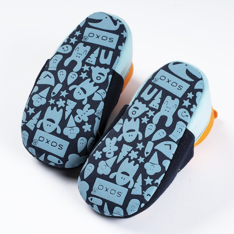 Marineblau Babyhauschuhe SOXO mit Astronaut und Rakete