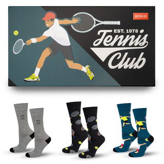 3 Paar von lustigen Socken mit Tenismotiv in einzigartiger Verpackung | Herrensocken | SOXO