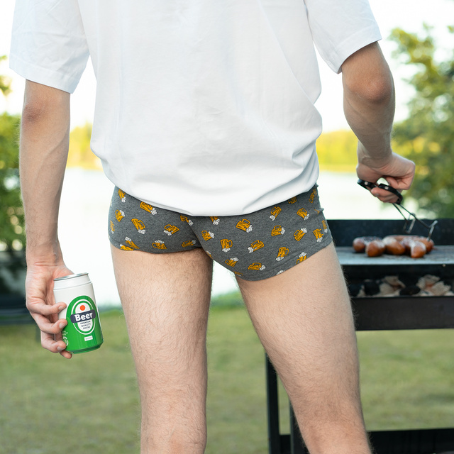 Boxershorts mit Bier-Motiv in Dose