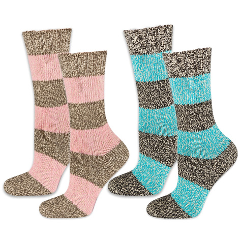 Bunte Set 2x Damen Socken SOXO Baumwollen gestreifte 