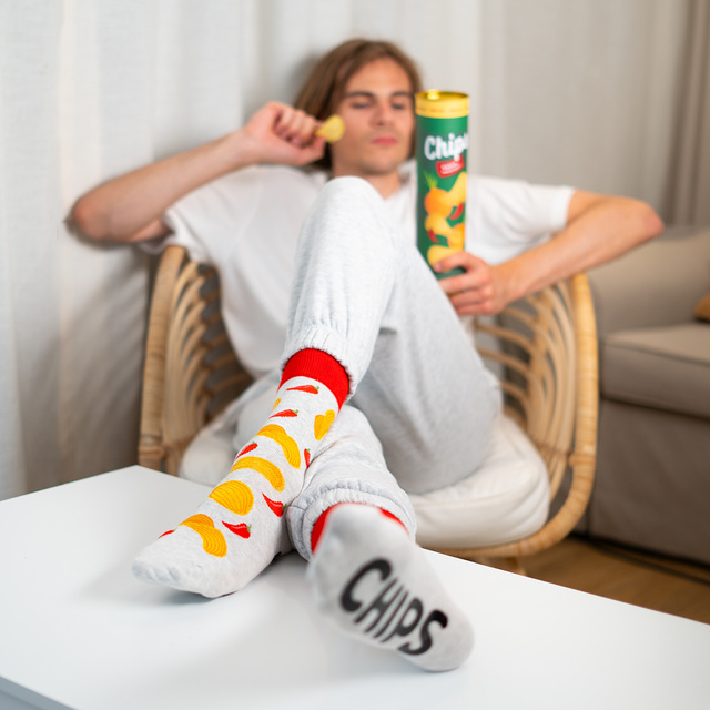  Socken mit Chips-Motiv 3er-Pack
