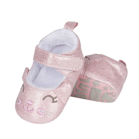 Rosa Babyhauschuhe SOXO mit Katze