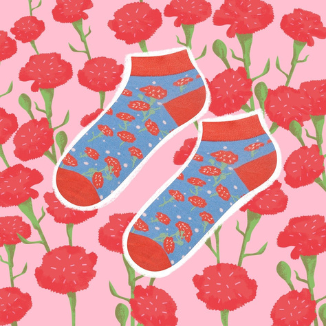 SOXO bunte Damen kurze Socken | Mohnblumen Mustern