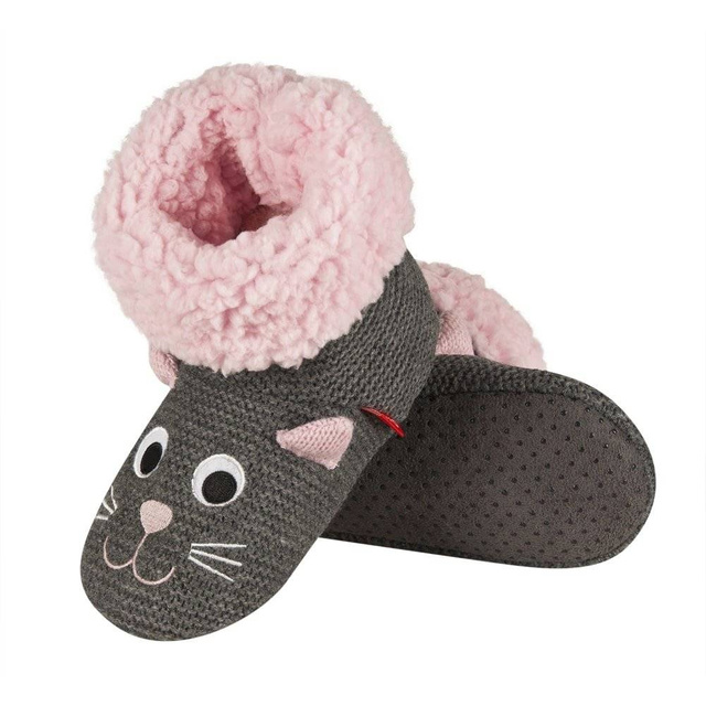 Kinderpantoffeln SOXO hochgrau mit gerolltem Fell 
