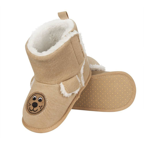 Braun Babyhauschuhe SOXO mit Hund