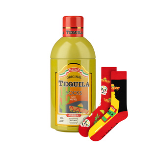 Socken mit Tequila-Motiv in Flaschenverpackung