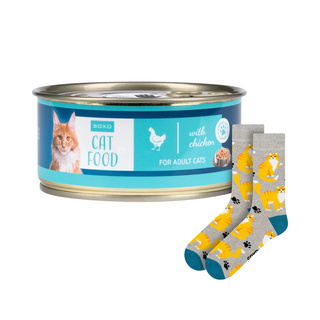 Socken mit Katzen-Motiv in Dose