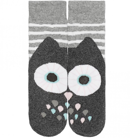 Grau Set 3x Kinder Socken SOXO mit Haustieren warm Frottee