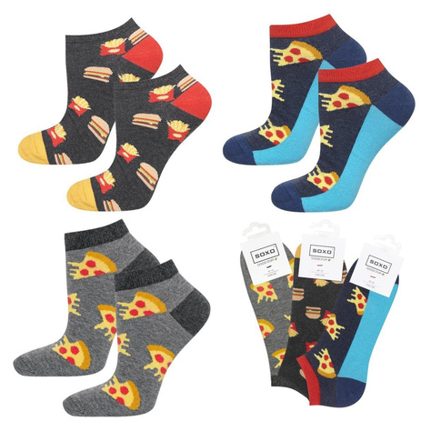 Set mit 3x bunten Kurze Herrensocken Fastfoodmotiv  | SOXO