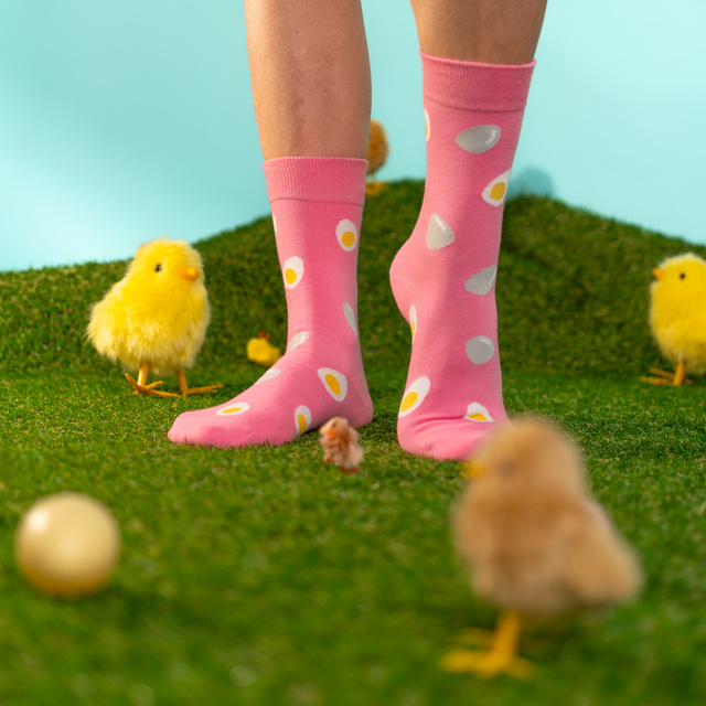 Socken mit Ei und Huhn-Motiv 2er-Pack
