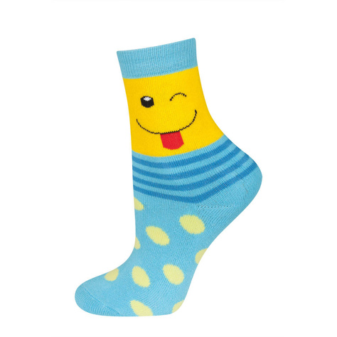 Kindersocken SOXO glückliche Gesichter warm Frottee