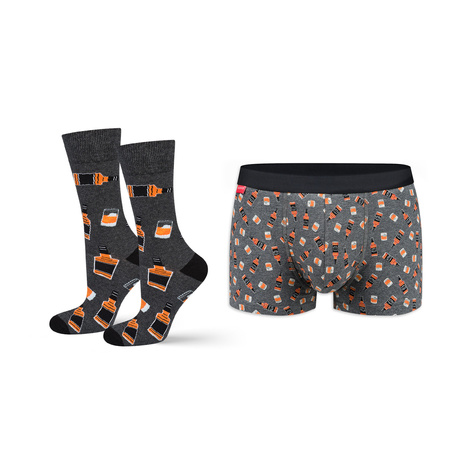 Set mit 1x Boxershorts + 1 Herrensocken mit Whiskymotiv | SOXO