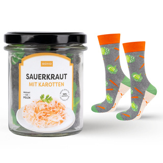 Socken mit Sauerkraut-Motiv im Glas