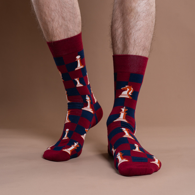 Socken mit Schach-Motiv 2er-Pack