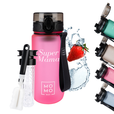 MOMO WAY Wasserflasche 0.6L grau | Geschenkidee | BPA free | Tritan