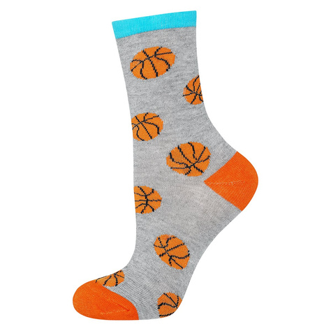 Grau Kinder Socken SOXO GOOD STUFF mit Basketball Ball