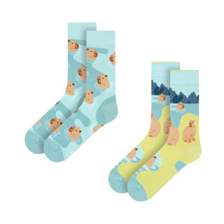 Socken mit Capybara im Wasser-Motiv 2er-Pack